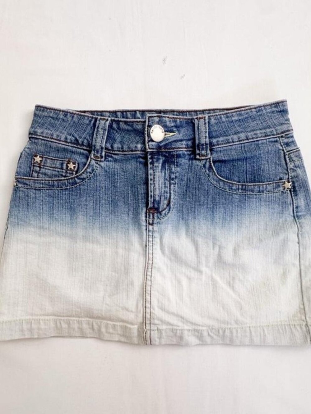 Y2K Bubblegum blue denim mini skirt with star details